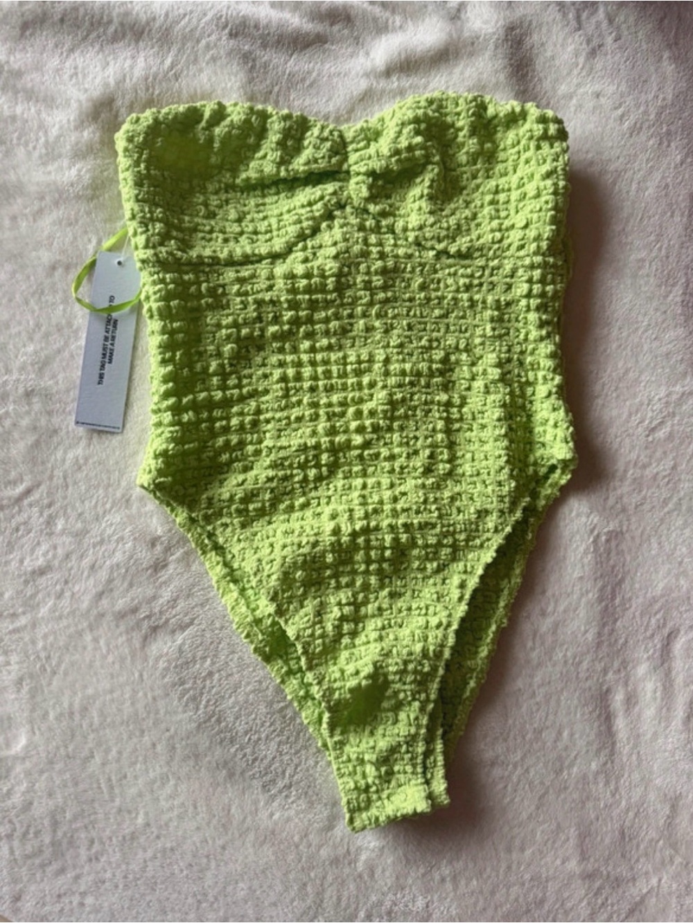 Princess Polly Lime Green Textured Strapless Kids One-Piece